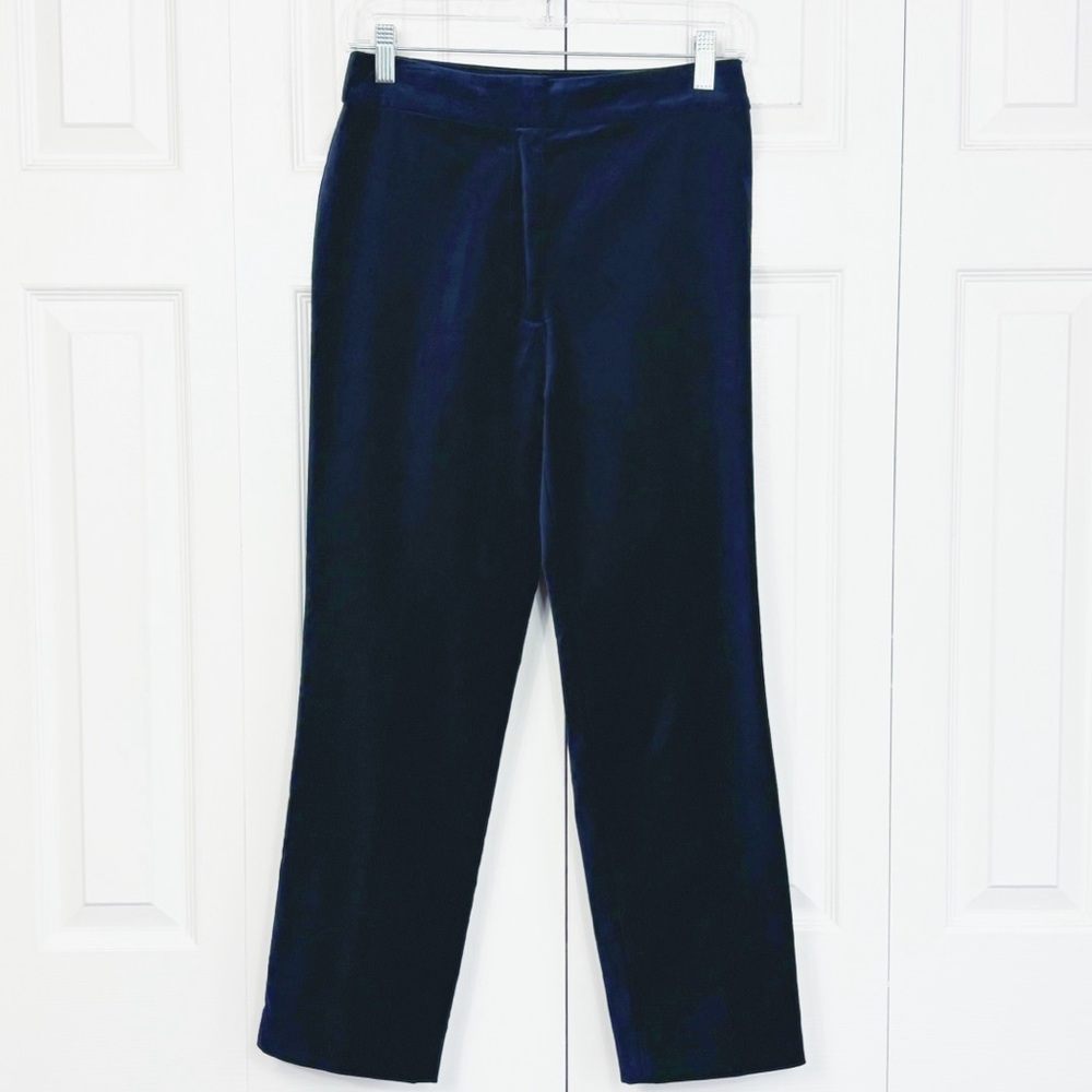 Kate Spade New York Blue Luxe Velvet Slim Straight Crop Ankle Pants 2